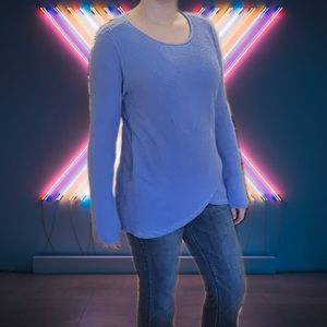 Women's Blue Tulip Hem Pullover Ribbed Sweater (330013)